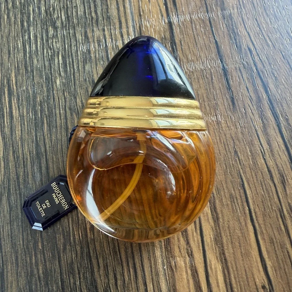 Vintage 90s Boucheron Paris Eau de Toilette 1oz Spray Bottle Blue Cap